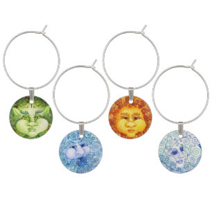 Earth, Air, Fire, Water-The Four Elements Wine Set Glass Charm