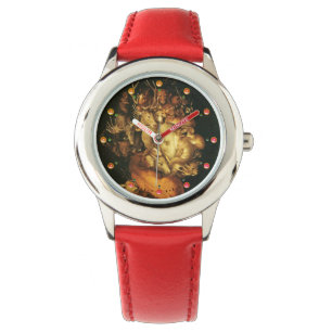 EARTH ALLEGORY,MAN PORTRAIT WITH WILD ANIMALS WATCH