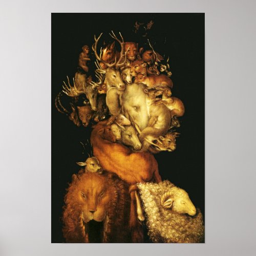 EARTH  ALLEGORY WITH WILD ANIMALS POSTER