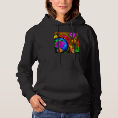 Earth and Flowers Colorful Painting Modern Express Hoodie