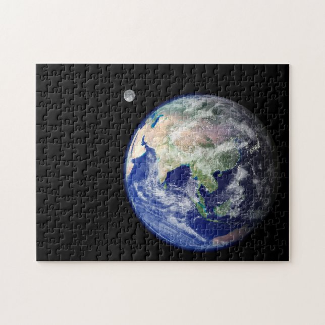 Earth and Moon from Space Jigsaw Puzzle (Horizontal)