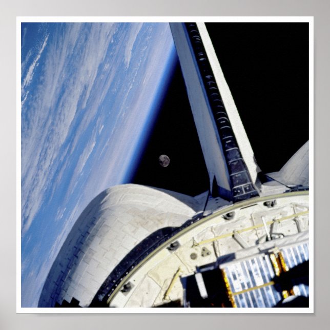 Earth and Moon from Space Shuttle Discovery Poster (Front)