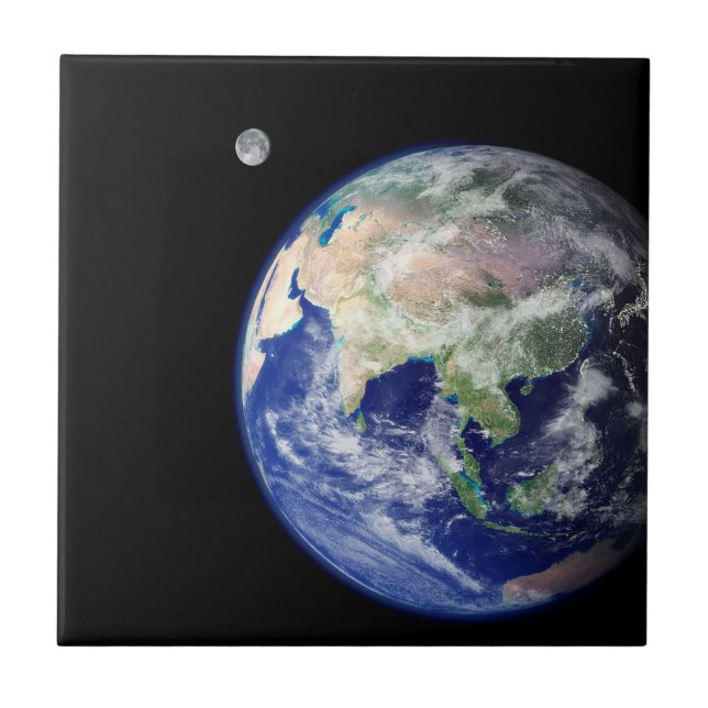 Earth and Moon from Space Tile (Front)