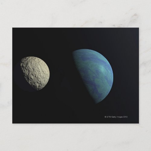 Earth and moon postcard