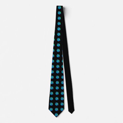 Earth and satellite in space neck tie
