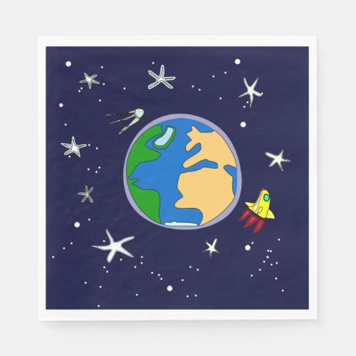Earth And Satellite Paper Napkins