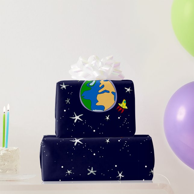 Earth And Satellite Wrapping Paper (Creator Uploaded)