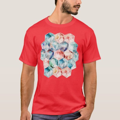 Earth and Sky Hexagon Watercolor T_Shirt