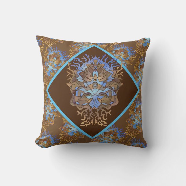 Earth and Sky Mandala Throw Pillow (Front)