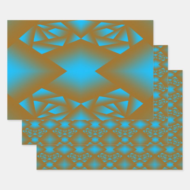 Earth And Sky Ombre Geometric Abstract Art  Wrapping Paper Sheets (Set)