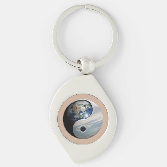 Earth and Sky Yin Yang Keychain (Front)