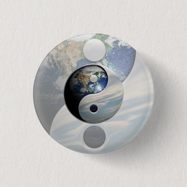 Earth and Sky Yin Yang Pinback Button (Front)