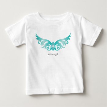 Earth Angel Wings Baby Boy Monogram Christening Baby T-shirt by BabyDelights at Zazzle