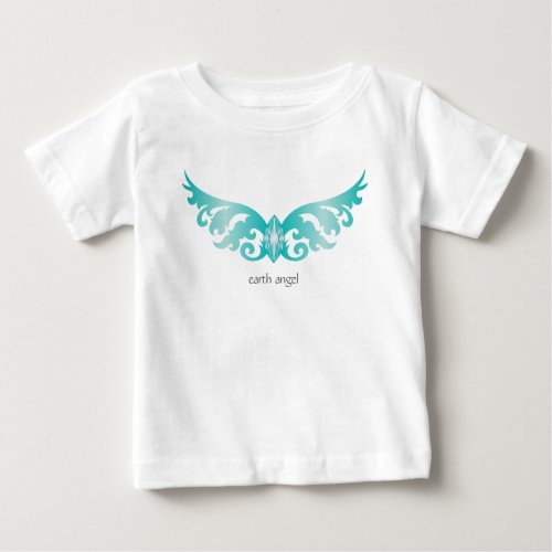 Earth Angel Wings Baby Boy Monogram Christening Baby T_Shirt