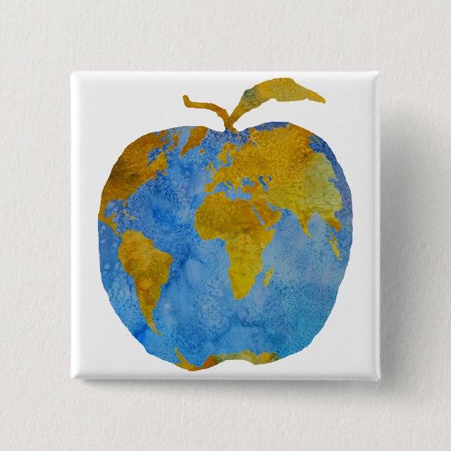 Earth Apple Pinback Button (Front)