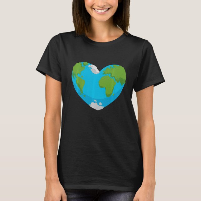 Earth Art Planet Funny Artwork Graphic Heart Premi T-Shirt (Front)