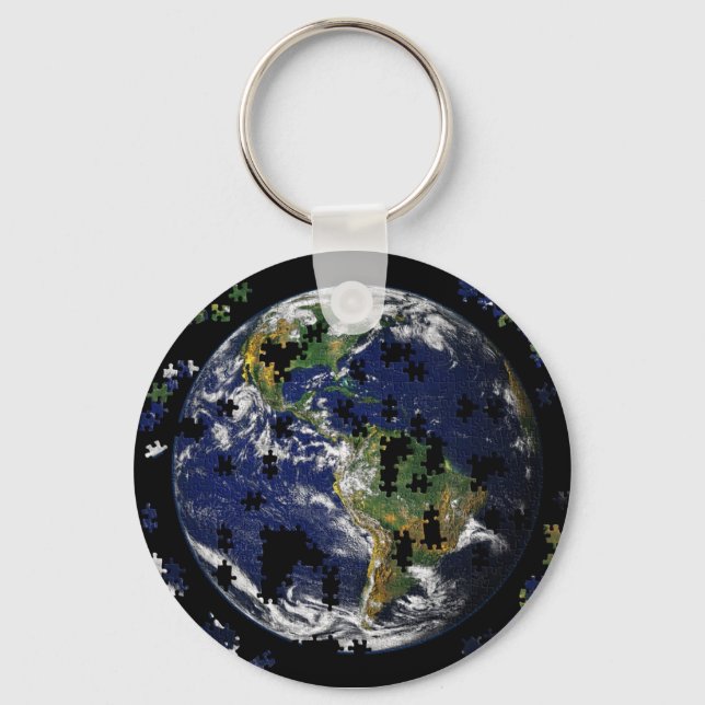 Earth As A Puzzle Keychain (Front)