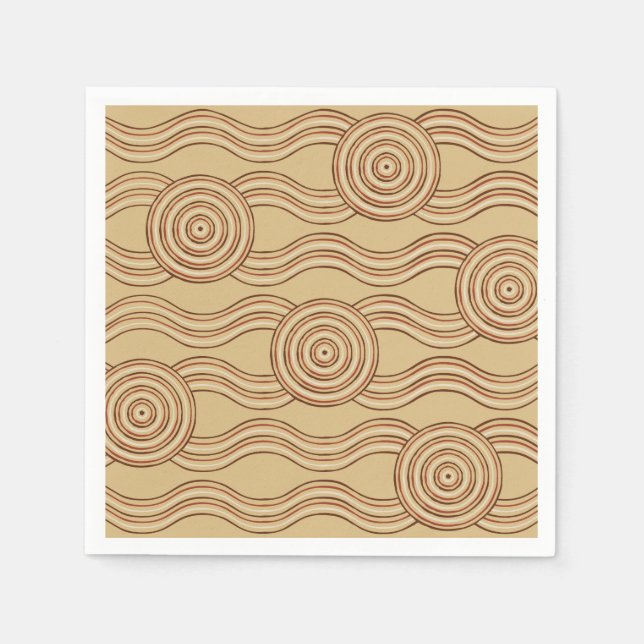 Earth Australian Dreamtime River Pattern Napkins (Front)