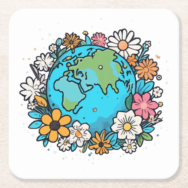 Earth Beauty Square Paper Coaster (Front)