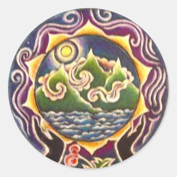 Earth Blessing Mandala Sticker by arteeclectica at Zazzle