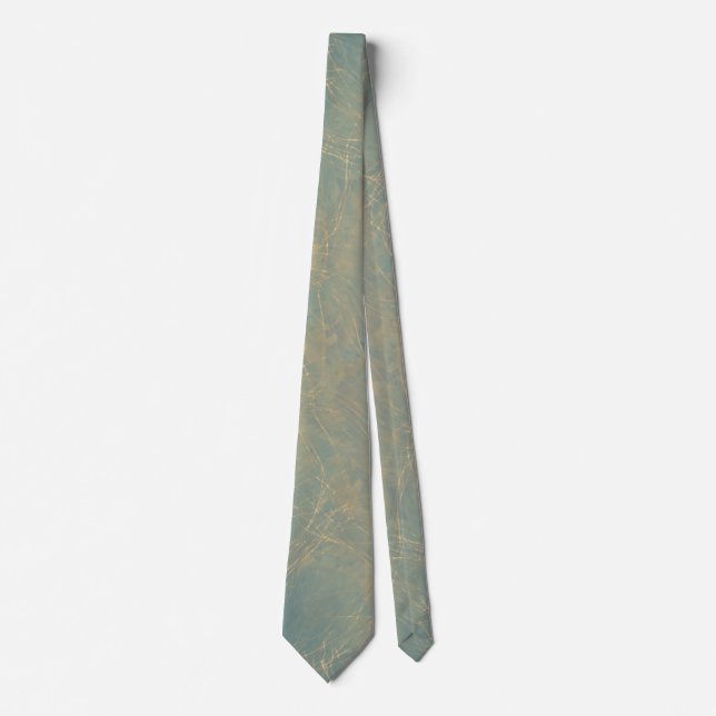 Earth Bloom Mandala – Textured Geometric Art Neck Tie (Front)
