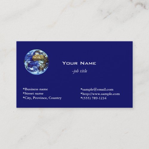 Earth, blue, global business card.