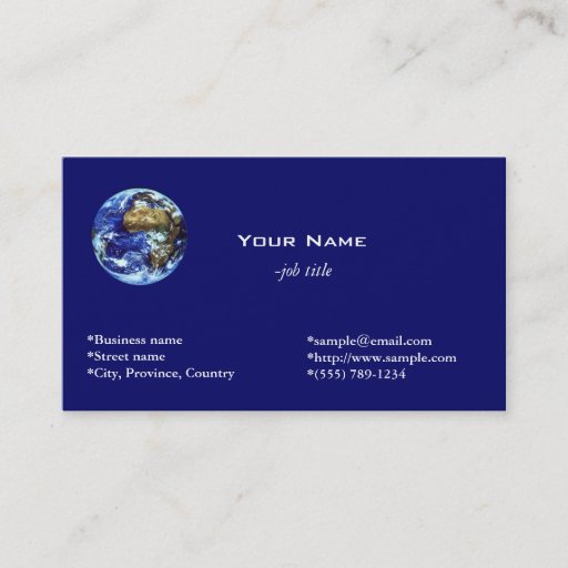 Customizable Earth, blue, global business card.