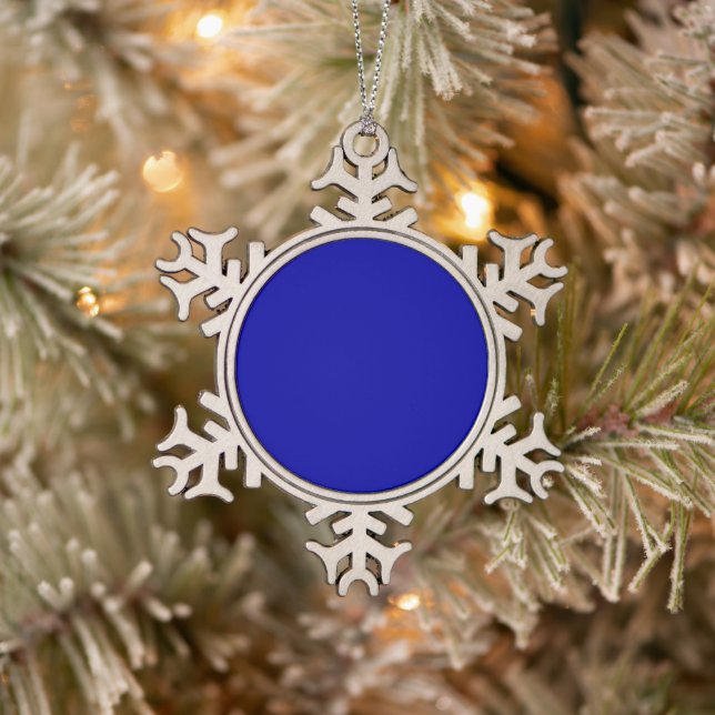Earth Blue Snowflake Pewter Christmas Ornament (Tree)