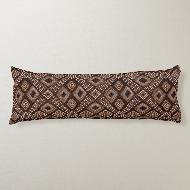 Earth Brown Rust Gold Beige Mud Cloth Inspired  Body Pillow (Front)