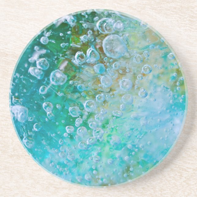 Earth Bubble - Blue Green Abstract Sandstone Coaster (Front)