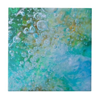 Earth Bubble - Blue Green Abstract Tile by sbworkman at Zazzle