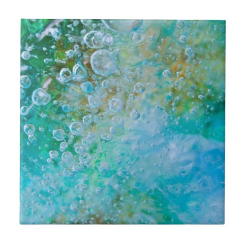 Earth Bubble _ Blue Green Abstract Tile