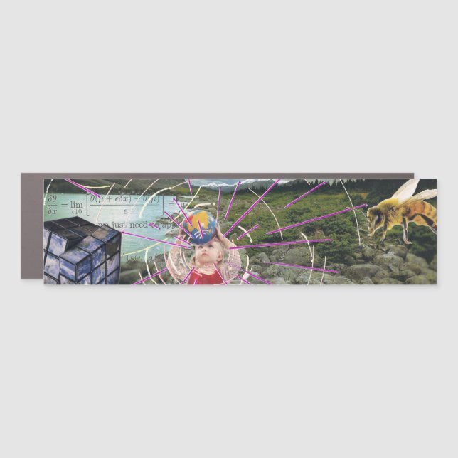 Earth Burst with Bee and Girl Car Magnet (Front)