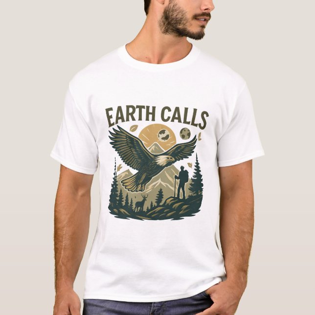 Earth Calls Eagle Mountain Nature Design T-Shirt (Front)