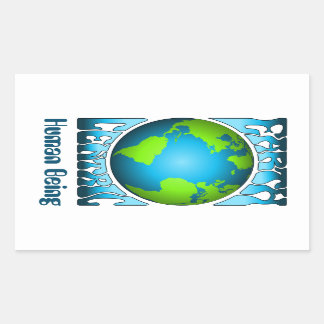 EARTH CENTRIC HUMAN BEING Eco Environment Retro  Rectangular Sticker
