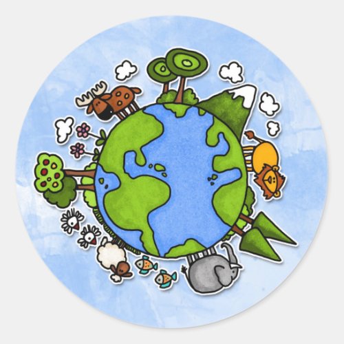 earth classic round sticker