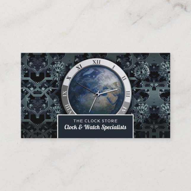 Earth Clock, Horologist Business Card (Front)