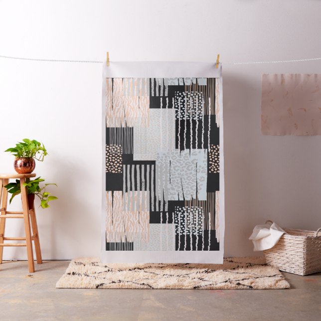 Earth colors abstract geometric pattern fabric (In Situ)