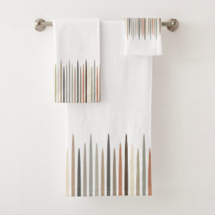 earth colors Centered Uneven Staggered Lines Bath Towel Set