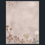 Earth Colors Floral lined Letterhead<br><div class="desc">Floral lined journal sheet,  junkjournal paper,  scrapbook paper in muted earth colors,  vintage colors,  is a beautiful letter paper with painted wild flowers.</div>