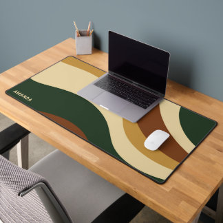 Earth colors wavy lines modern design monogram desk mat