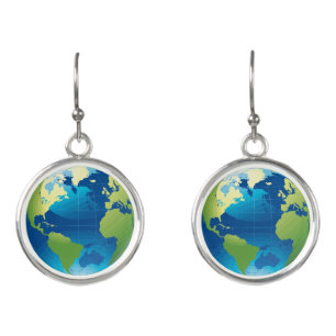 Earth continent globe earrings