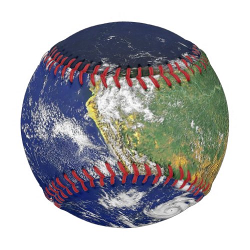 Earth continents and oceans blue green globe baseball