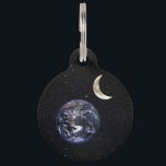 Earth Crescent Moom Majestic Starry Nebula Night Pet Name Tag<br><div class="desc">This majestic and pretty earth,  crescent moon,  and black and white starry nebula night is perfect for the trendy and modern individual. It's elegant and simple pattern is great for any gift or occasion. Enjoy this cool,  contemporary,  and minimalistic design for your next purchase!</div>
