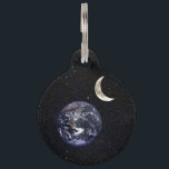 Earth Crescent Moom Majestic Starry Nebula Night Pet Name Tag<br><div class="desc">This majestic and pretty earth,  crescent moon,  and black and white starry nebula night is perfect for the trendy and modern individual. It's elegant and simple pattern is great for any gift or occasion. Enjoy this cool,  contemporary,  and minimalistic design for your next purchase!</div>