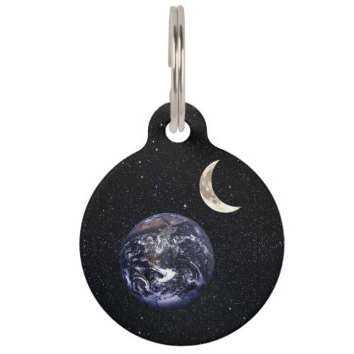 Earth Crescent Moom Majestic Starry Nebula Night Pet Name Tag