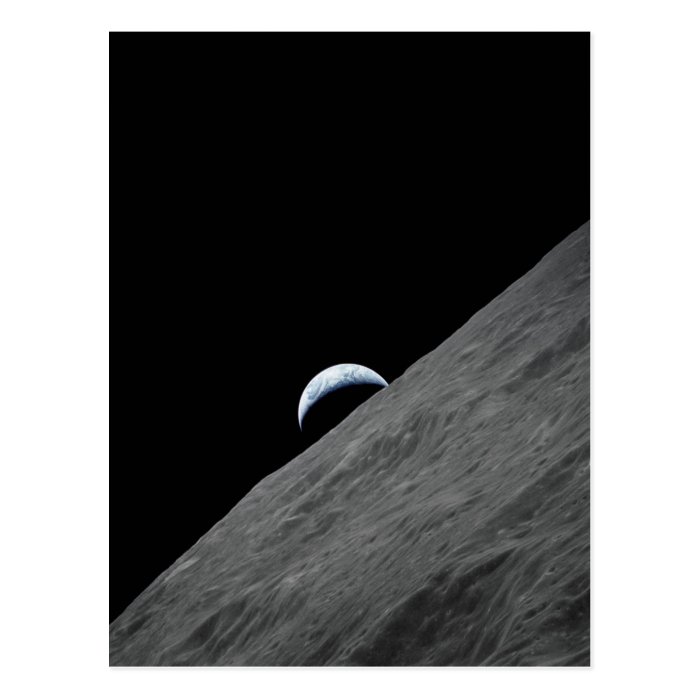 Earth Crescent Rising above Moon's Surface Post Cards