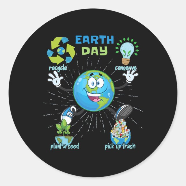 Earth Day 10  Classic Round Sticker (Front)