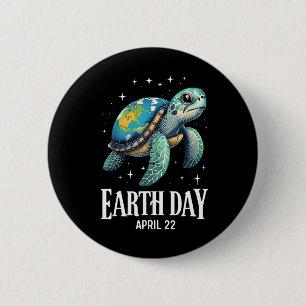 Earth Day 2025 Restore Earth Sea Turtle Art Save T Button