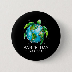 Earth Day 2025 Restore Earth Sea Turtle Art Save T Button